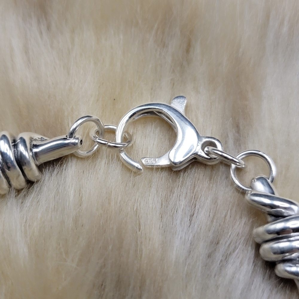 NWOT 925 Sterling Silver Twisted Link Polished Electroform Bracelet Size 6.75 - Picture 2 of 7